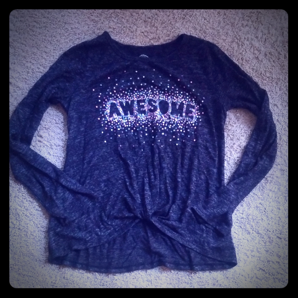Awesome Girl's Long Sleeve Shirt with Glitter